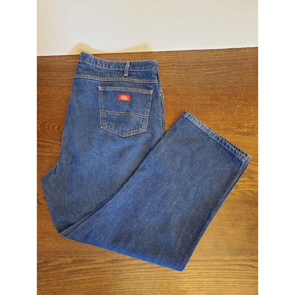 Vintage Dickies Blue Denim‎ Wide Leg Straight Jeans Mens Size 50"x 30" Workwear